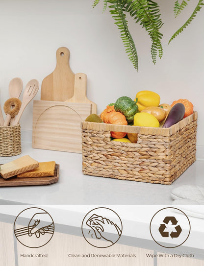 StorageWorks Wicker Storage Basket, Large and Small Baskets, Water Hyacinth Basket for Organizing, Decorative Water Hyacinth Storage Baskets, Set of 2