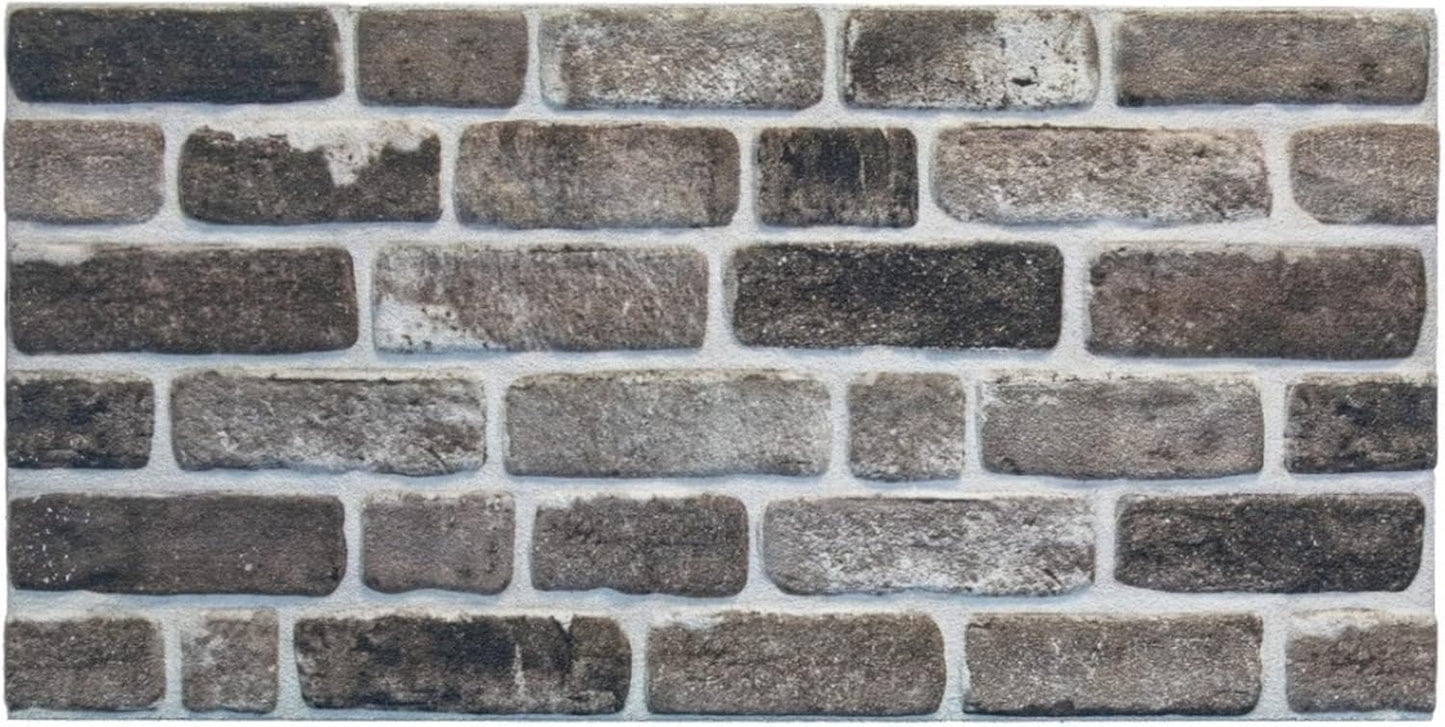 Dundee Deco 3D Wall Panels Faux Brick - Cladding, Grey Black Stone Look Wall Paneling, Styrofoam Facing for Living Room, Kitchen, Bathroom, Balcony, Bedroom, Set of 10, Covers 53 sq ft