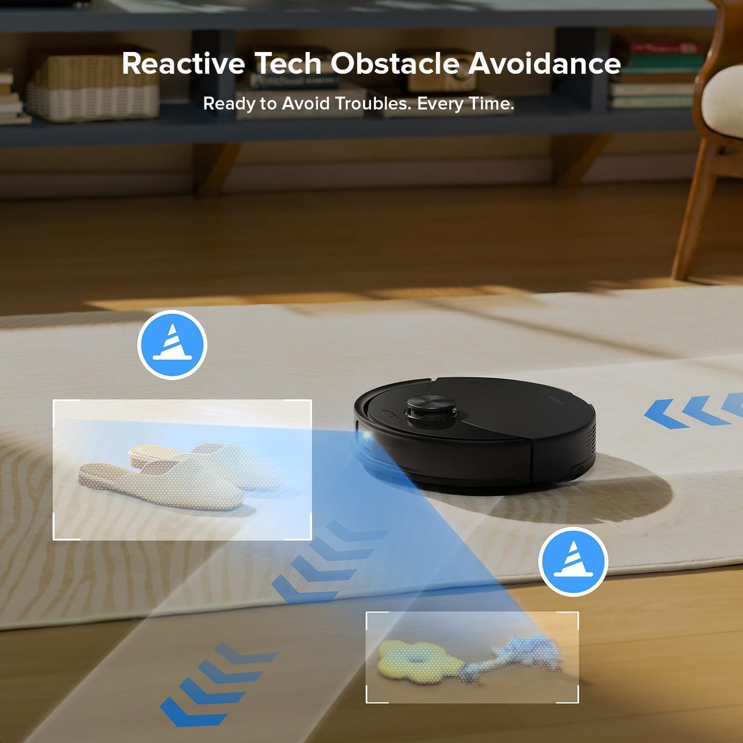 roborock Q10 S5+ Robot Vacuum and Mop with Self-Emptying, 10,000Pa Suction, Upgraded from Q8 max+, Obstacle Avoidance, Sonic Mopping, Dual Anti-Tangle Design, Auto Mop Lifting, Ideal for Pet Hair