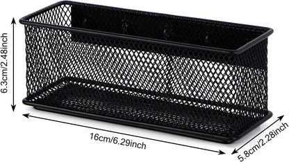 6.29'' × 2.28'' × 2.48 Black Magnetic Basket for Refrigerator Magnetic Organizer Holder Locker Organizer for Home Office Accessories Magnetic Basket for Whiteboard,Set of 4