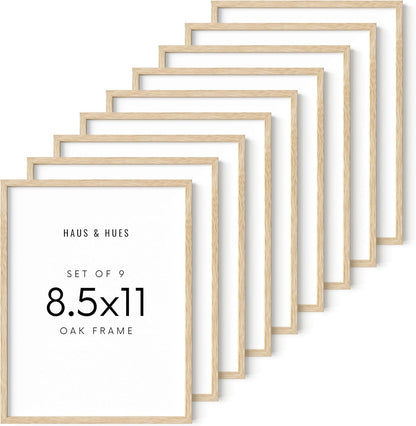 HAUS AND HUES 8.5 X 11 Picture Frame Set of 9 - Certificate Frames 8.5 X 11 Wood Picture Frame, 8.5x11 Picture Frame 8.5x11 Frame Natural Wood Frame, 8.5 X 11 Frame Picture Frame 8.5 X 11