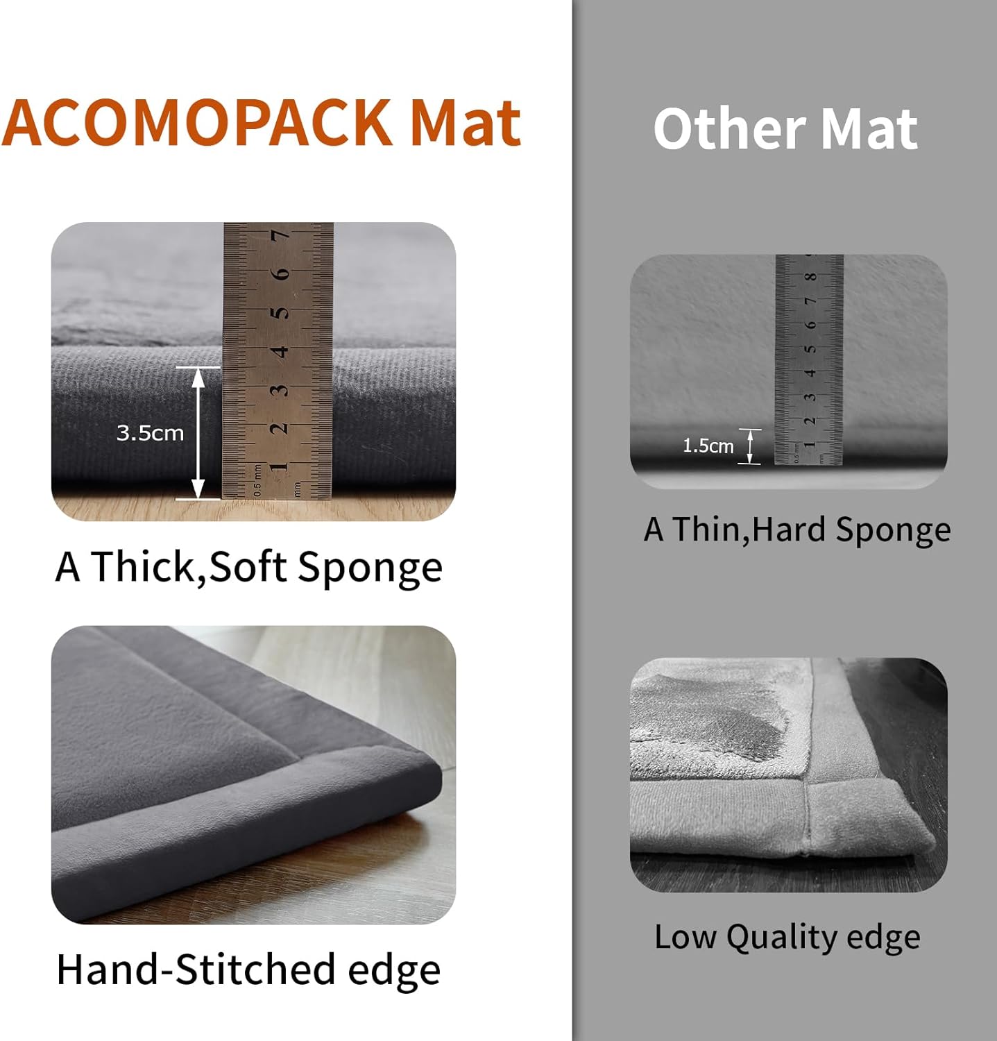 ACOMOPACK Baby Play Mat for Floor,1.3" Thick Memory Foam Area Rug for Living Room,Soft Velvet Crawling with Non-Slip Bottom for Kid,Toddler,71"×79" Tummy Time Nursery Rugs,Yoga（Dark Grey）