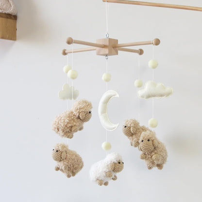 Sheep Crib Mobile Neutral Baby Mobile for Crib Sheep Baby Crib Mobile for Girls Boys Boho Nursery Baby Mobile for Bassinet