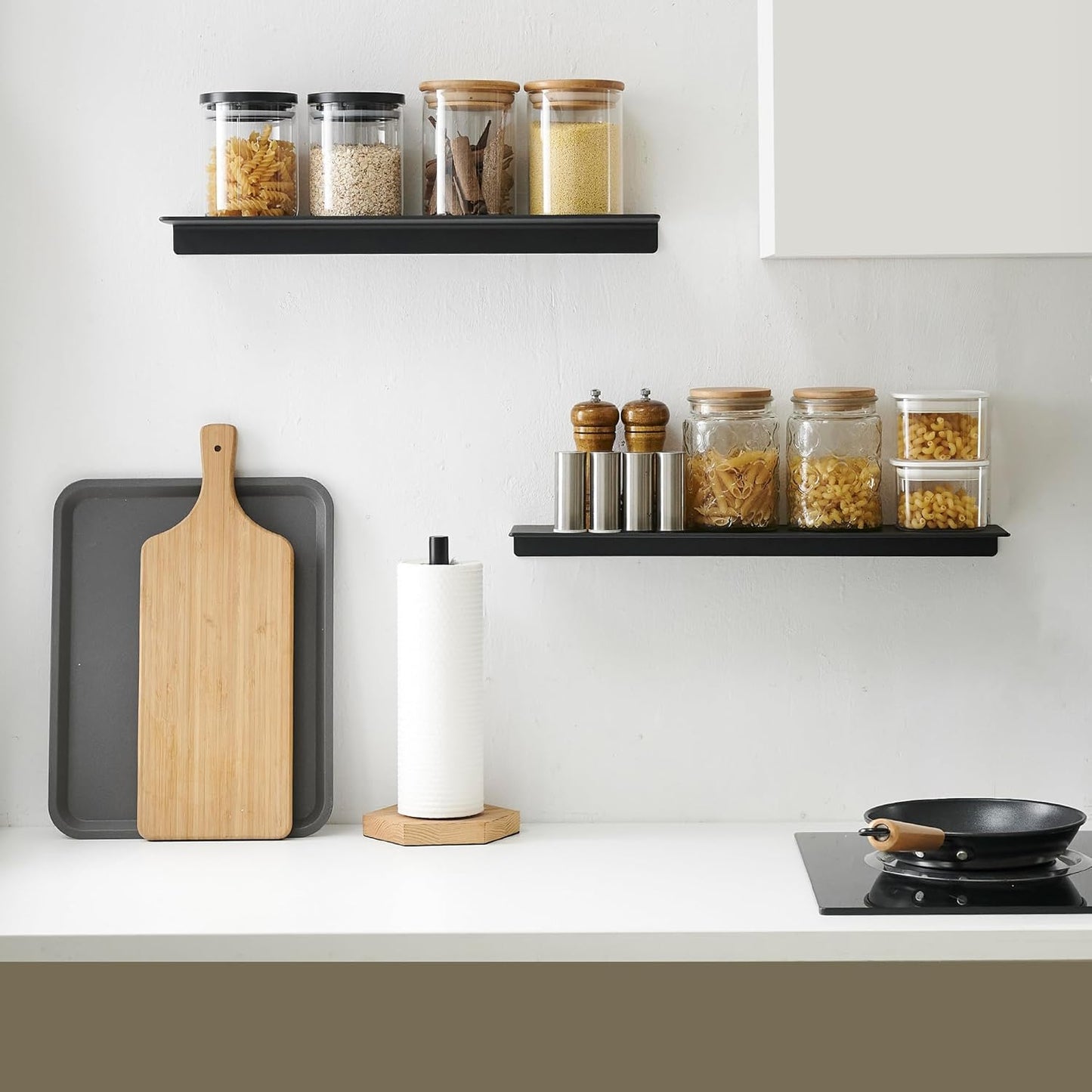 JOOM Metal Wall Floating Shelf - Metal Wall Shelf, Floating Shelf, Bathroom Shelf, Display Shelves for Storage (Black, 8 Inch)