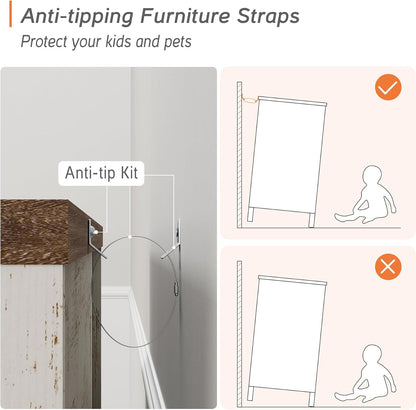 WAMPAT Baby Dresser for Bedroom with 3 Drawers, Kids Dressers with Wide Chest of Drawers, Farmhouse Wooden Closet Storage Organizer, Small Dressers for Living Room, Nursery, Hallway, Rustic White