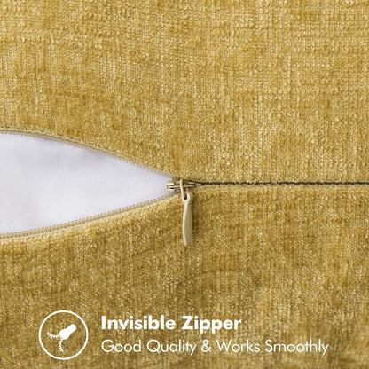 MIULEE Pack of 2 Couch Throw Pillow Covers 16x16 Inch Mustard Yellow Farmhouse Decorative Pillow Covers with Stitched Edge Soft Chenille Solid Dyed Fall Pillow Covers for Sofa Bed Living Room