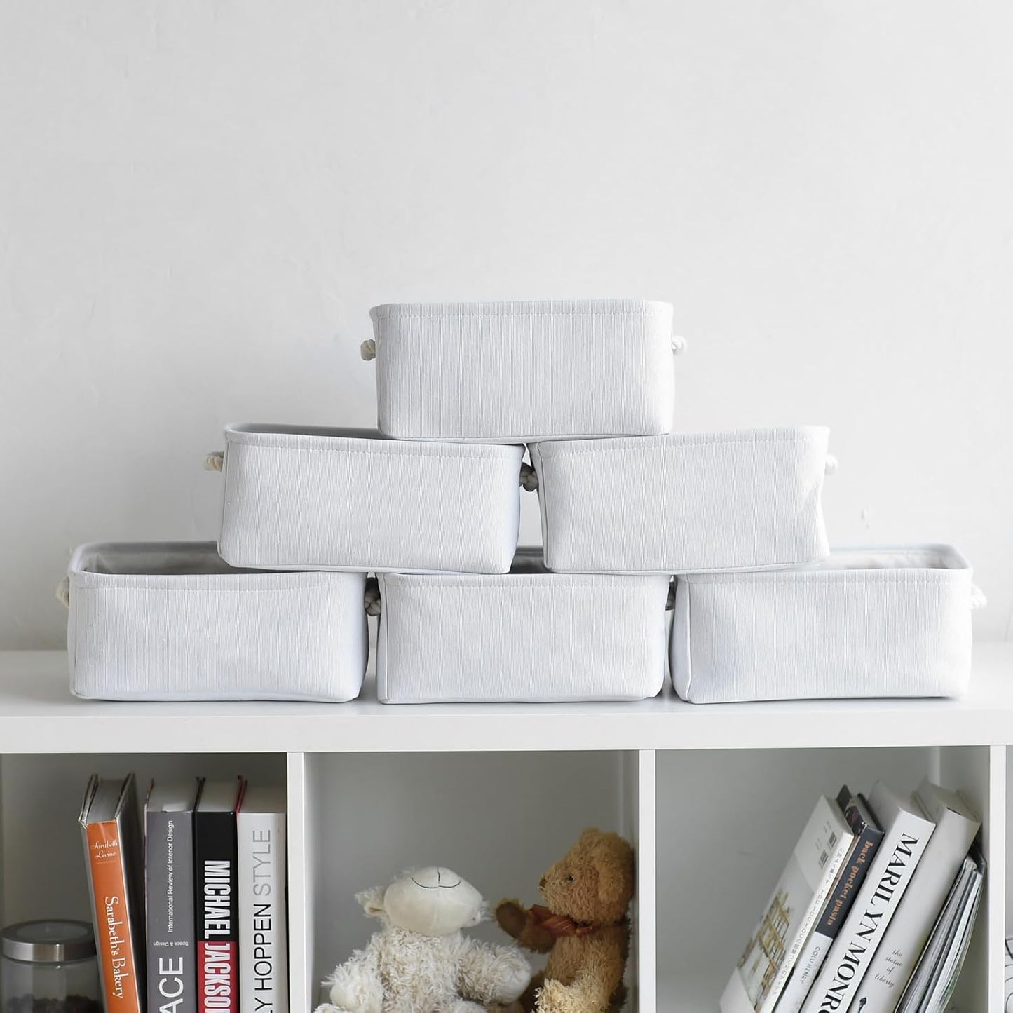 TheWarmHome Storage Basket for Gifts Empty - 11.8x7.8x5.2 inch 1 Pack Fabric Storage Cubes, Nursery Organizers and Storage for Closet Cloth Toy Book (White)