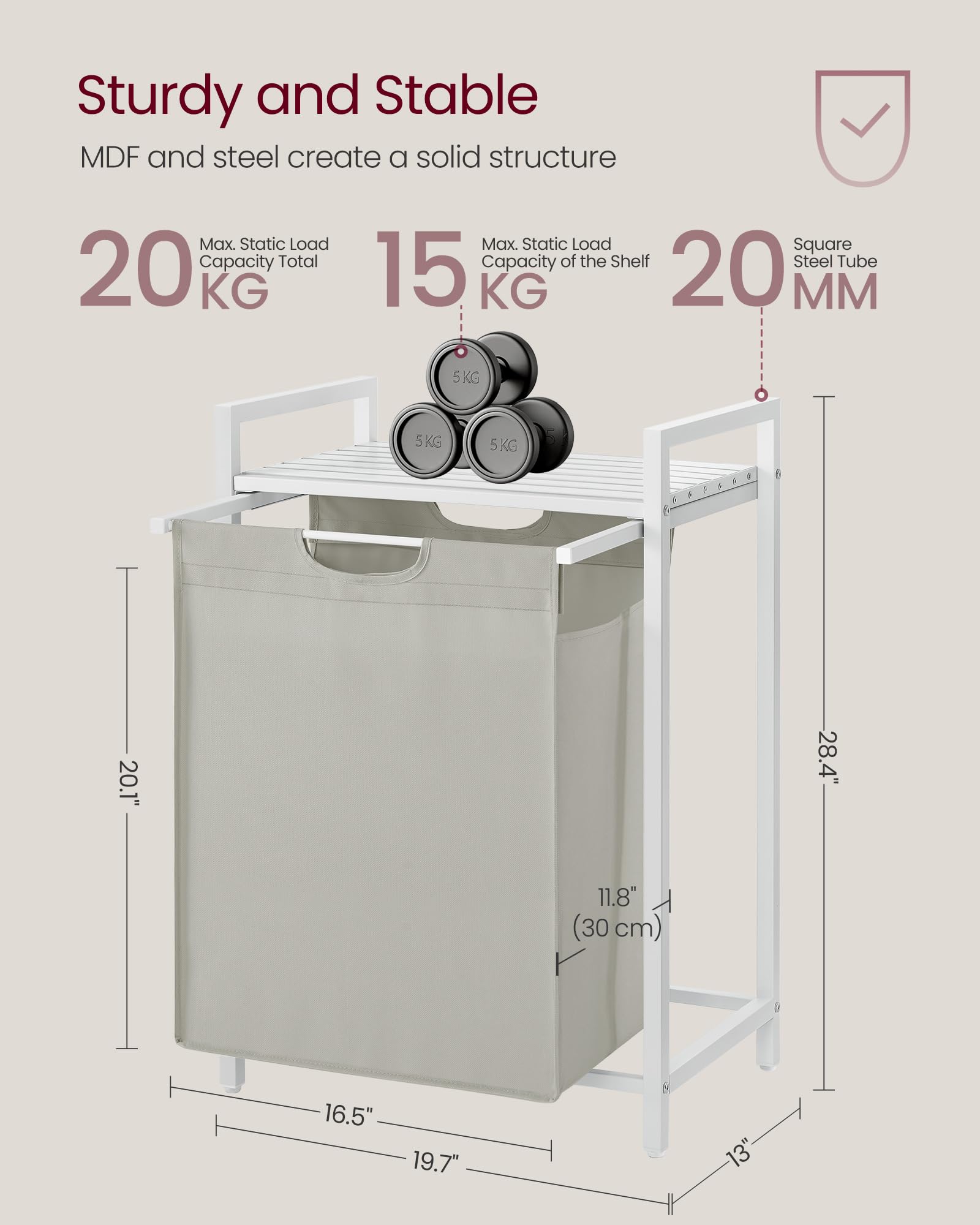 VASAGLE Laundry Hamper, Laundry Basket, Laundry Sorter with A Pull-Out and Removable Bag, Shelf