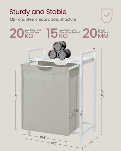 VASAGLE Laundry Hamper, Laundry Basket, Laundry Sorter with A Pull-Out and Removable Bag, Shelf