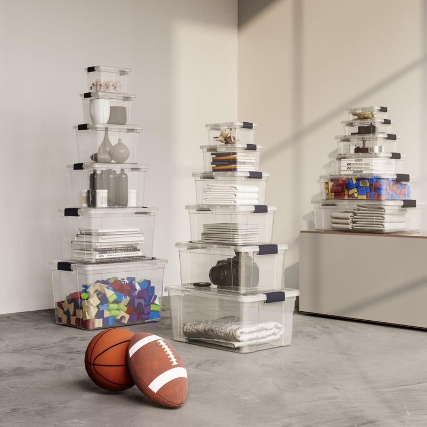Superio Clear Storage Bins with Lids, 3 Quart BPA Free Plastic Containers, Transparent Boxes for