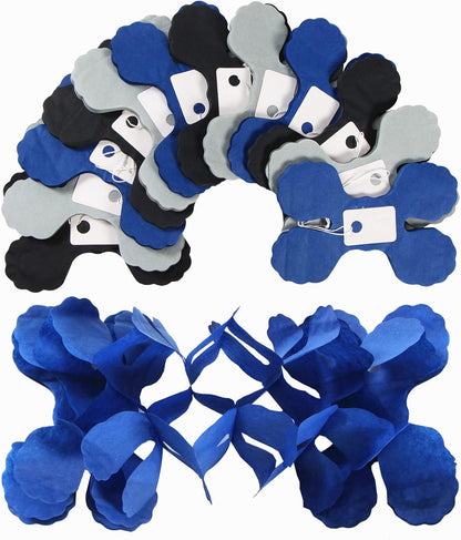 Navy-Blue Black-Silver Party-Decorations Streamers Garland - 157Ft Graduation Four-Leaf Clover Hanging Banner,Men Boys Birthday Wedding Bridal Neutral Baby Shower Fathers Day Decor Hugtmr