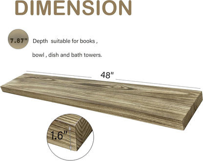 48 Inch Floating Shelves, 8 Inch Deep Floating Shelves for Wall, 5 Tier Hanging Wall Shelf with Invisible Brackets, Wall Mounted Display Shelves for Bathroom, Bedroom, Living Room,5 Tier