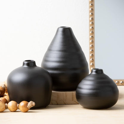 Sullivans Ceramic Vase Set- 3 Small Matte Black Vases, Modern Home Décor, Modern Farmhouse; Ideal Shelf Décor, Centerpieces, Table Décor, Bookshelf, Mantle, (CM3084)