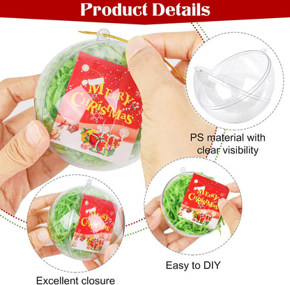 ANVAVO 100 Pieces 80mm Clear Plastic Fillable Ball Ornaments DIY Craft Transparent Baubles Shatterproof Christmas Tree Hanging Ornaments for Christmas, New Years, Birthday, Wedding, Home Decor