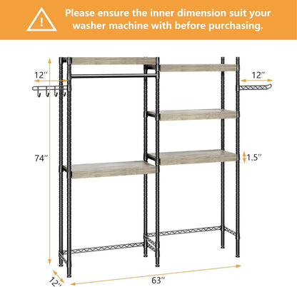 Double Row Over Washer and Dryer Storage Shelves, Laundry Room Organization and Storage, Heavy Duty Laundry Room Shelves, with Adjustable Height, 5-Tier