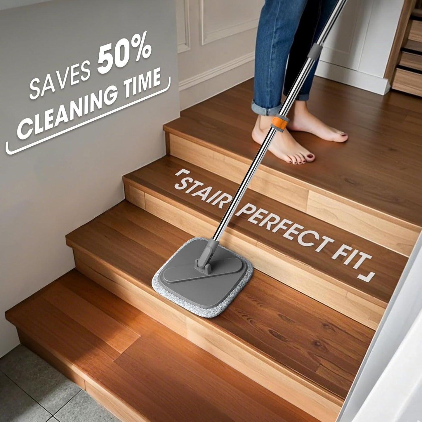 Mop and Bucket Set, Spin Mop with Separate Dirty Water System, Deep-Cleaning Mops for Floors, Versatile Mops for Walls