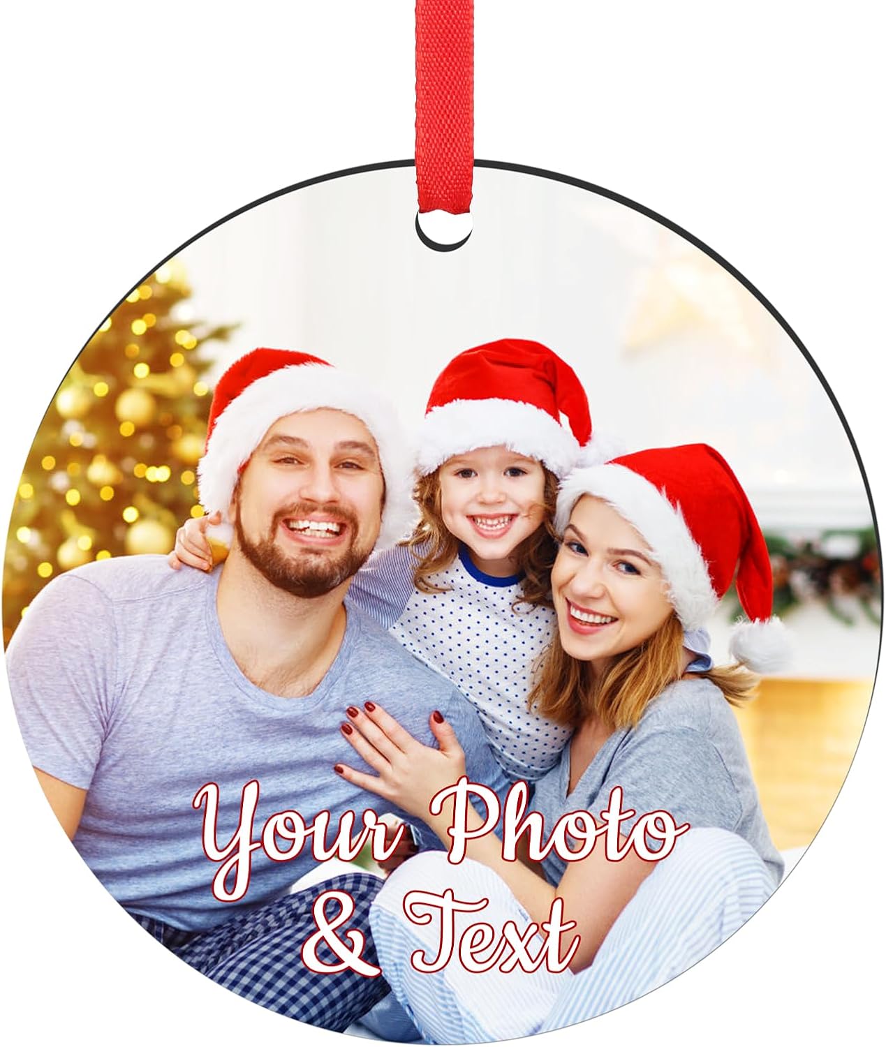 Personalized Christmas Ornaments 2025 Wood Custom Picture Text Hanging Ornament Customized Christmas Tree Decorations Keepsake Gift for Family Couples Xmas Tree Home Decor