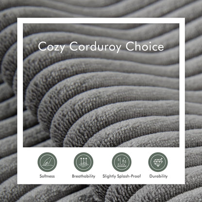 Boneless Cloud Couch Sofa for Living Room, 112" 3 Seater Grey Modern Lounge Sleeper Couch, No Assemble, Cordury Compression Upholstered Couches