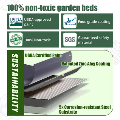 17" Tall Raised Garden Beds Outdoor - Galvanized Aluminum-Magnesium Stainless Steel Durable Metal Planter Box for Growing Plants, Vegetables, Flowers, Fruits (Deep Grey)