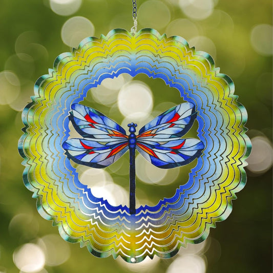 Wind Spinners Outdoor Dragonfly Decorations - Birthday Gifts for Women Mom Grandma, Hanging Wind Spinner 12 inch 3D Wind Sculptures for Garden Decor for Outside, Patio, Yard, Outdoor