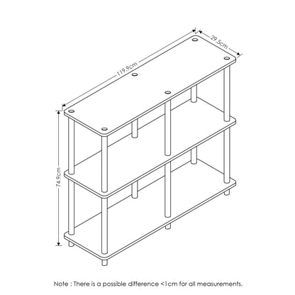 Furinno TURN-N-TUBE Storage Shelves, 3-Tier 47.4 Wide Book Shelf, Corner Shelf, Toolless Open