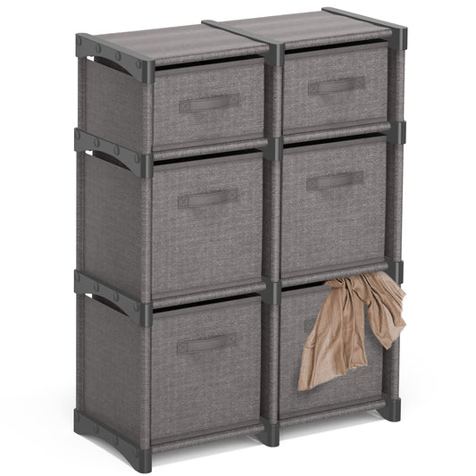 6 Cube Storage Organizer, Gray Storage Cubes Organizer Shelves, Sturdy Cubbies Storage Shelves with