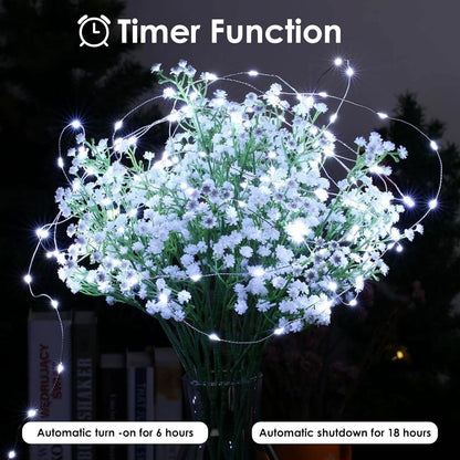 2-Pack Fairy Lights Battery Operated with Timer, Waterproof 16FT 50 LED String Lights Indoor Outdoor, Cuttable Starry Fairy Lights for Christmas Home Bedroom Wedding DIY Centerpiece Decor (Cool White)