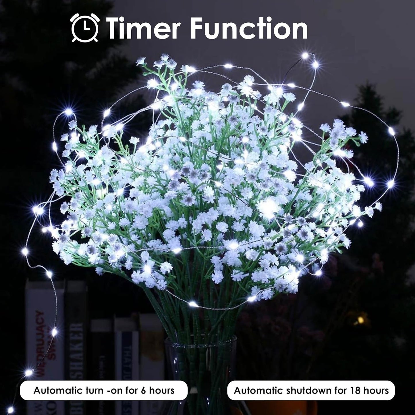 4-Pack Fairy Lights Battery Operated with Remote, Waterproof 33FT 100 LED Battery String Lights Outdoor Indoor, 8 Modes Twinkle Lights with Timer for DIY Home Centerpiece Christmas Decor (Cool White)