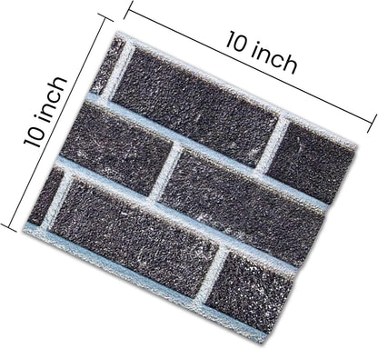 IZODEKOR 3D Brick Effect Wall Panels - Faux Brick Paneling for Living Room, Kitchen, Bathroom and More | Ash Smoke - (10" x 10") Sample