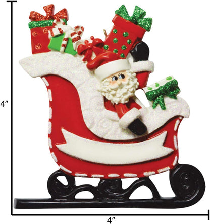 Personalized Christmas Ornaments 2024 - Customized Santa in Red Sleigh Keepsake Ornaments for Christmas Tree
