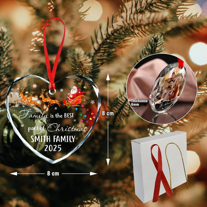 Personalized Crystal Christmas Ornaments, Custom Family Glass Ornament 2025, with Custom Name, Date - Perfect Keepsake Gift for Family, Dad, Mom, Him, Her, Couple