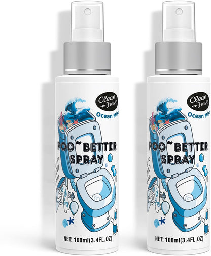 Clean-n-Fresh Toilet Spray, Ocean Mist, Air Freshener Bathroom Spray, Toilet Bathroom Odor Deodorizer, 6.8 Fl.Oz - Sea Salt, Jasmine & Bergamot