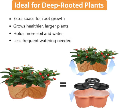 VECELO 5 Tier Vertical Garden Planter, Self Watering Stackable Planters with Wheels for Strawberries, Herbs, Flowers, Vegetables, Red