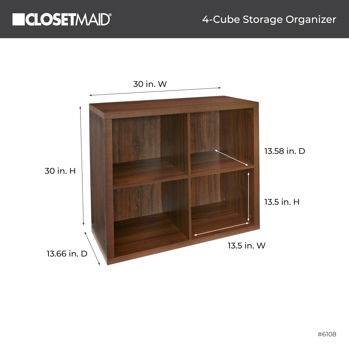 ClosetMaid 4-Cube Decorative Storage Cube Storage Organizer, Dark Chestnut