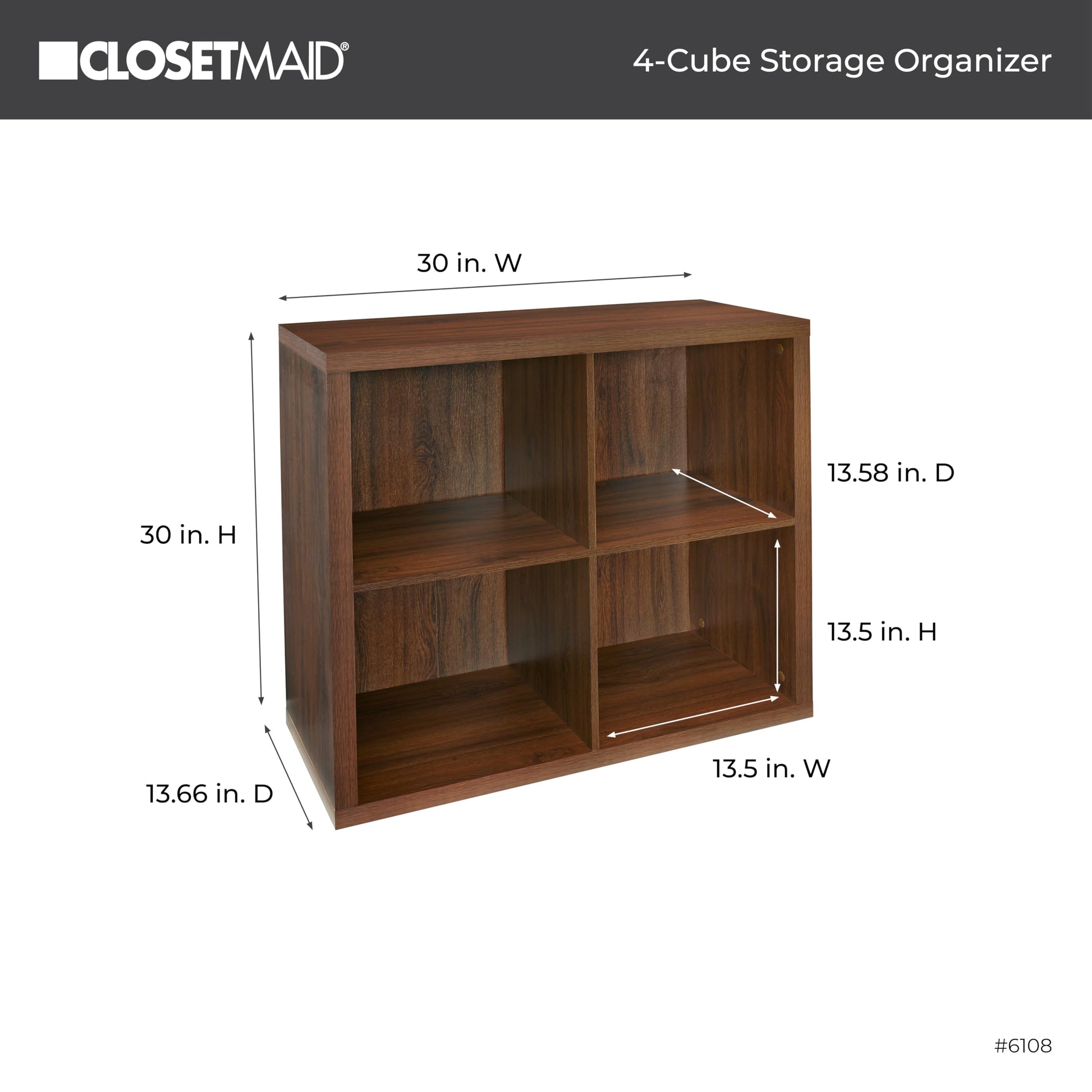 ClosetMaid 4-Cube Decorative Storage Cube Storage Organizer, Dark Chestnut