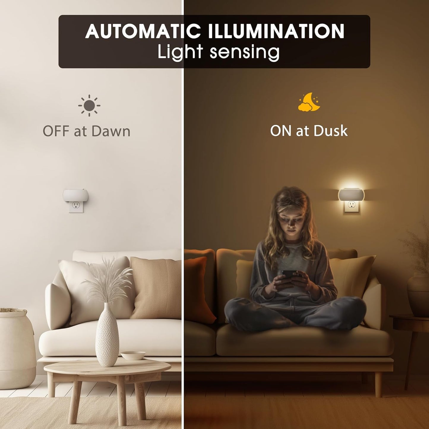 Briignite Night Light, Night Lights Plug into Wall, Backlit, Auto Dusk to Dawn Sensor, 0-100LM Dimmable Night Light, LED Plug in Sleep Nightlight for Kids, Bathroom, Bedroom, Hallway, Stairs, 1 Count