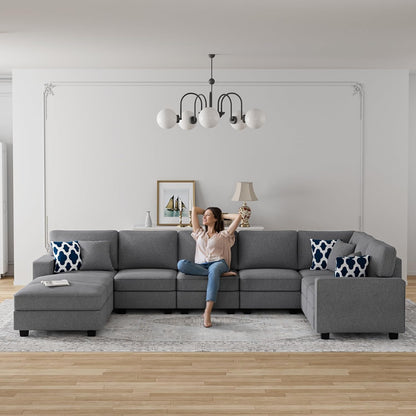 L Lengend Vansen Modular Sectional Sofa U Shaped Couch with Ottoman Modern Reversible Corner Sectional Couch for Living Room (Dark Grey, U Shaped Sofa-5)