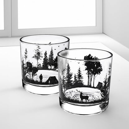 Old Fashioned Whiskey Glasses, Stemless Wine Glasses with Gift Box, 10Oz Rocks Glass for Scotch Cocktail Bourbon Vodka Liquor, Unique Gifts for Dad, Husband, Father's Day, Anniversary