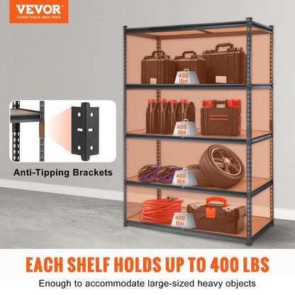 VEVOR Storage Shelves 5-Tier Adjustable 2000 lbs 48"x24"x72" Shelving Unit