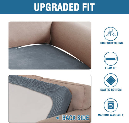 H.VERSAILTEX Velvet Stretch Individual Couch Cushion Cover Plush Cushion Slipcover for Loveseat Sofa Cushion Furniture Protector Seat Cushion Sofa Cover (1 Piece Sofa Cushion Cover, Stone Blue)