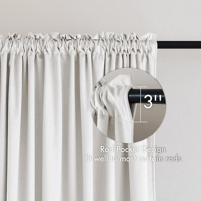 MIULEE White Velvet Curtains Thermal Insulated Blackout Curtain Drapes for Bedroom Living Room Darkening 96 Inches Long Curtains Panels Rod Pocket Set of 2