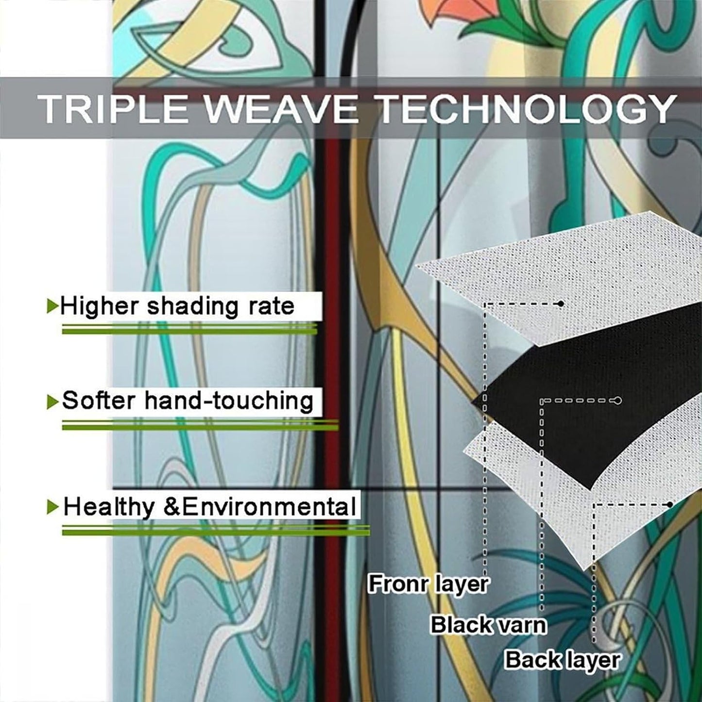 Stained Glass Curtains, Retro Mid Century Boho Abstract Art Home Decor Drapes for Bedroom Living Room Kitchen Window Treatment 2 Panels Set Total Size 52" W X 84" L Inch