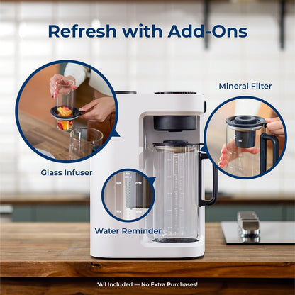 Bluevua RO100ROPOT-Lite(UV) Reverse Osmosis System Countertop Water Filter, 7-Stage Purification with UV and Remineralization, TDS & Filter Life Monitoring, Portable Water Purifier, White