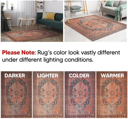 Keen Home Design 3x5 Rug - Machine Washable Entry Rug with Non-Slip Backing, Ideal for Enteryway, Kitchen, Bathroom, Laundry Room - Vintage, Easy Clean, Durable, Low Pile Rug - (3' x 5')