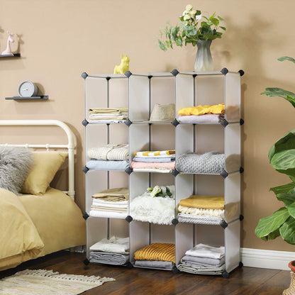 SONGMICS Cube Storage Organizer, Set of 12 Plastic Cubes, Book Shelf, Closet Organizers and