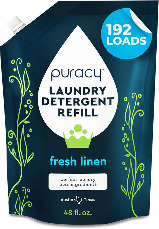Puracy Laundry Detergent Refill - Enzyme-Powered Liquid Laundry Detergent Concentrate, Natural