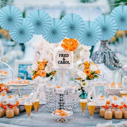 Blue Graduation Party Decor,Baby Blue Party Decorations,Christmas Baby Shower Decorations,Under The Sea Decorations,Blue Bachelorette Party 12in Hanging Paper Fans 30 Color DIY Set (Light Blue)