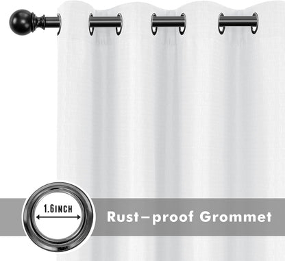 HolidayIdeas 4 Panels Linen Outdoor Curtains for Patio Waterproof White Curtains 84 Inch Length-Outside Curtains Weatherproof, Privacy for Pergola, Porch, Gazebo-54 Wide x 84" Long