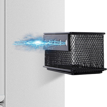 6.29'' × 2.28'' × 2.48 Black Magnetic Basket for Refrigerator Magnetic Pen Holder Locker Organizer for Home Office Accessories Magnetic Basket for Whiteboard，Set of 2