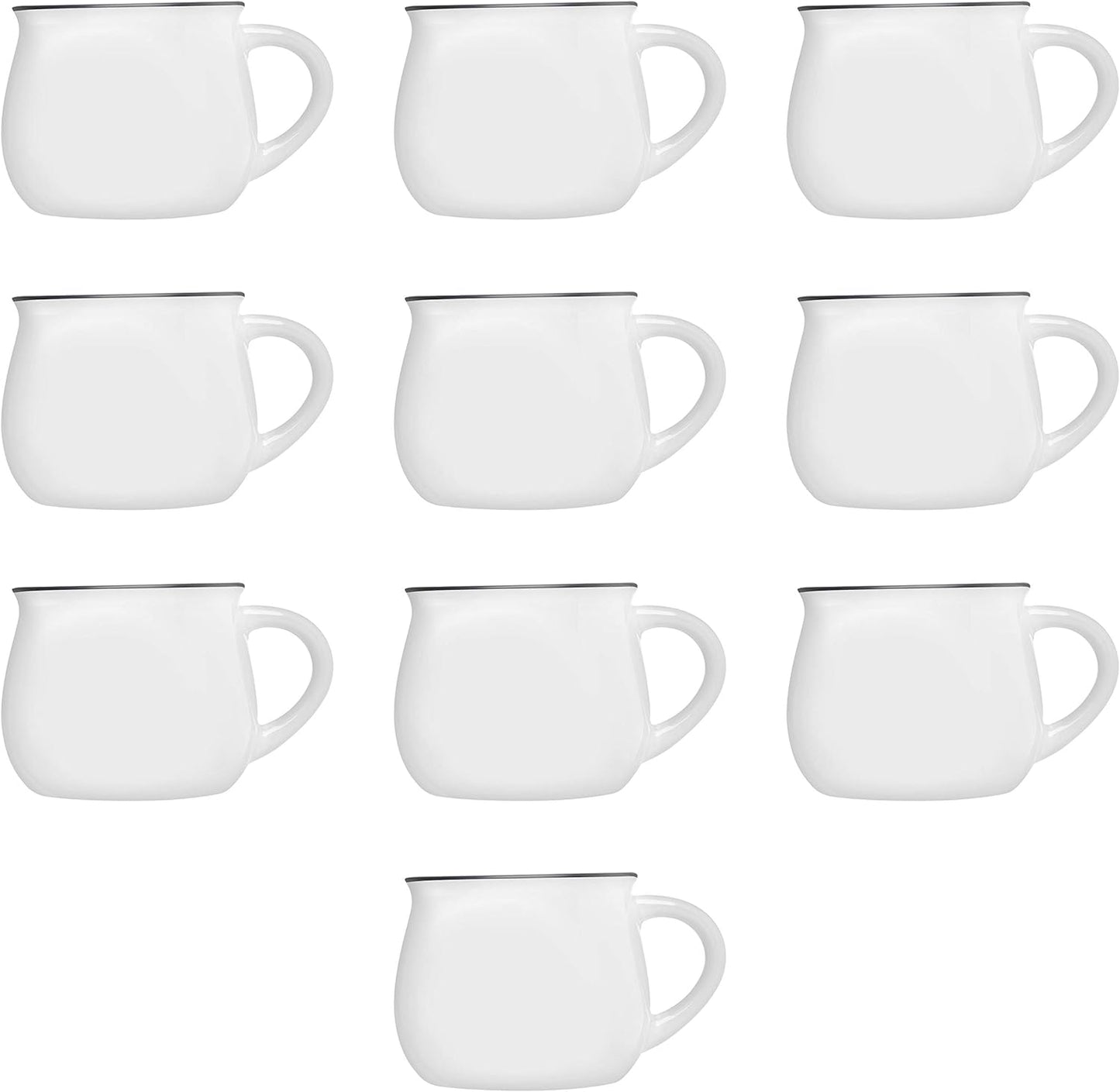 DISCOUNT PROMOS Glazed Campfire Coffee Mugs 12 oz. Set of 10, Bulk Pack - Perfect for Coffee, Tea, Espresso, Hot Cocoa, Other Beverages - White